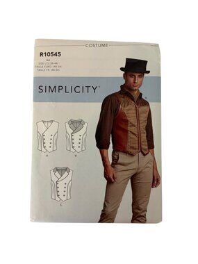 Simplicity R10545 Mens Costume Sewing Pattern Corset Vests Sizes 38-44 2020